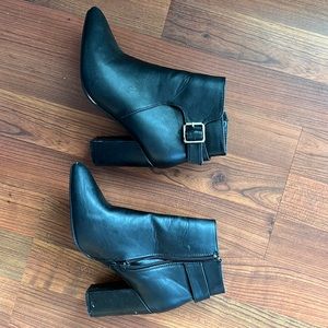 Black heeled booties women 6